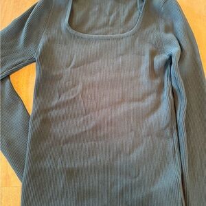 Bohme Green Ribbed Long Sleeve Top